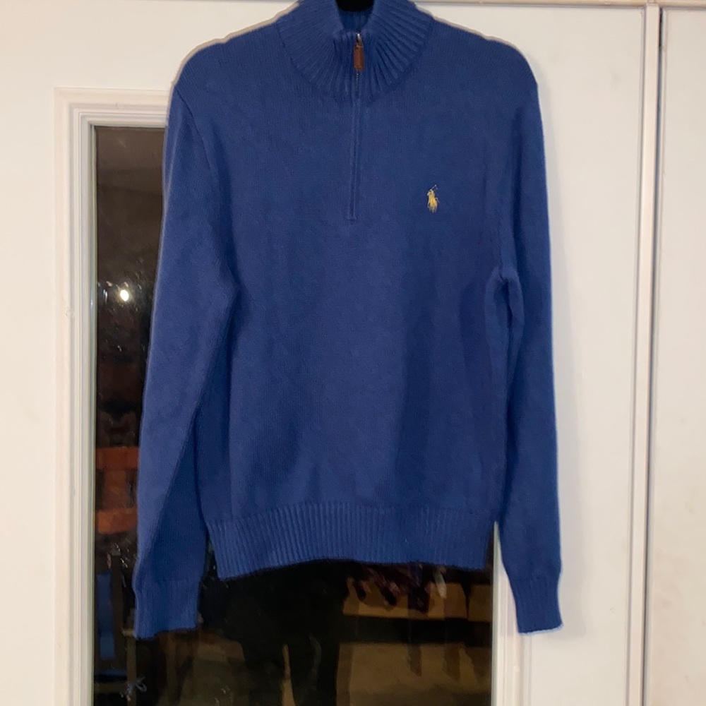 Polo sweater, blue, size medium, excellent condition.